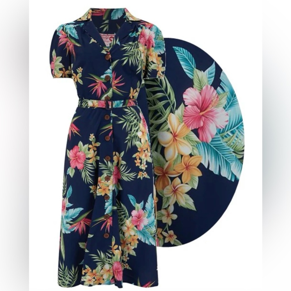 Charlene Shirtwaister Dress from Rock N Romance in Honolulu Navy